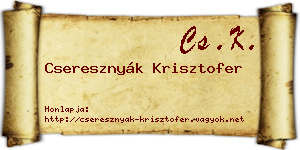 Cseresznyák Krisztofer névjegykártya